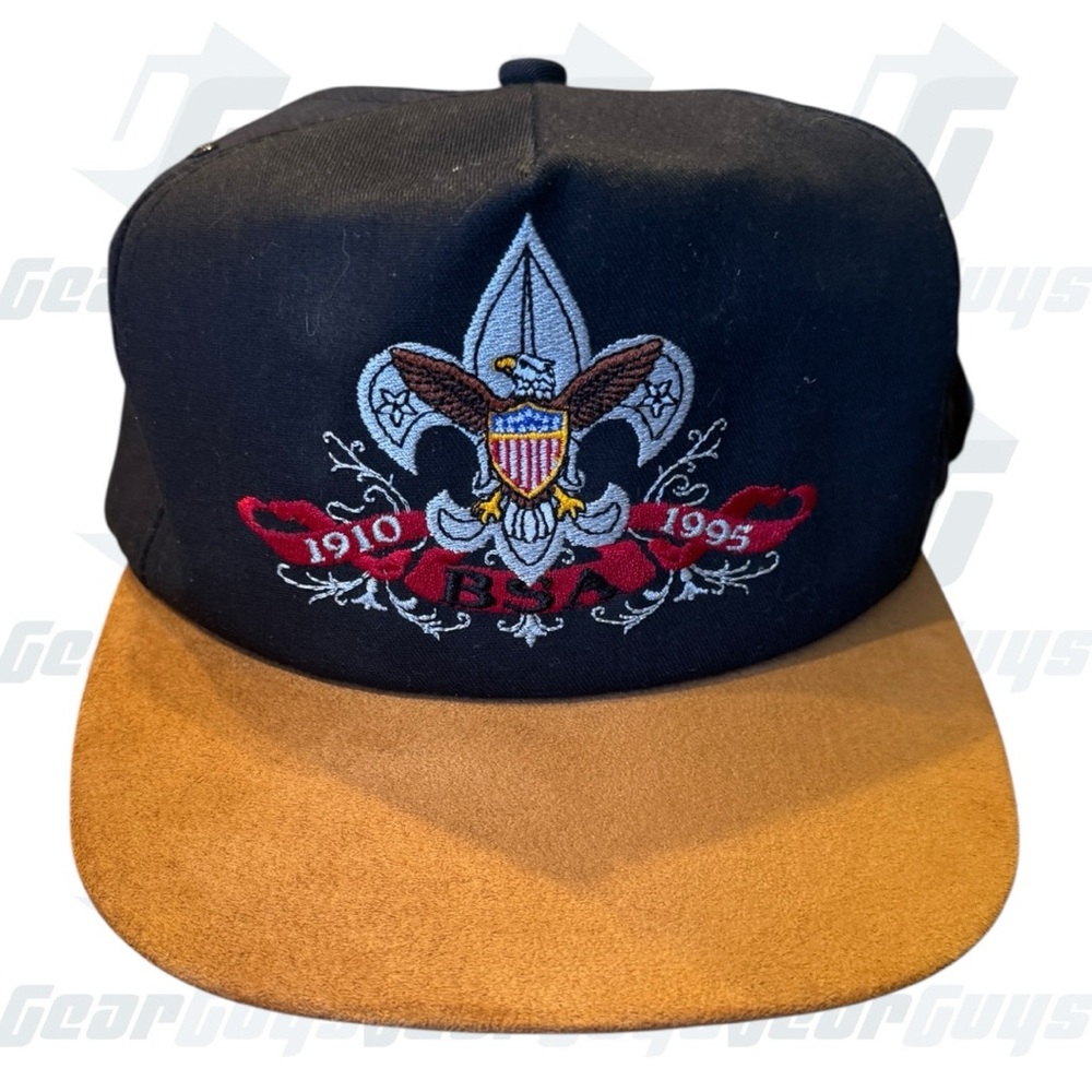 Vintage 90s Boy Scouts of America 1995 85th Anniversary Suede Strap  Hat Black